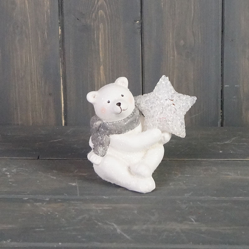 Polar Bear Holding A Light Up Star to the right  detail page